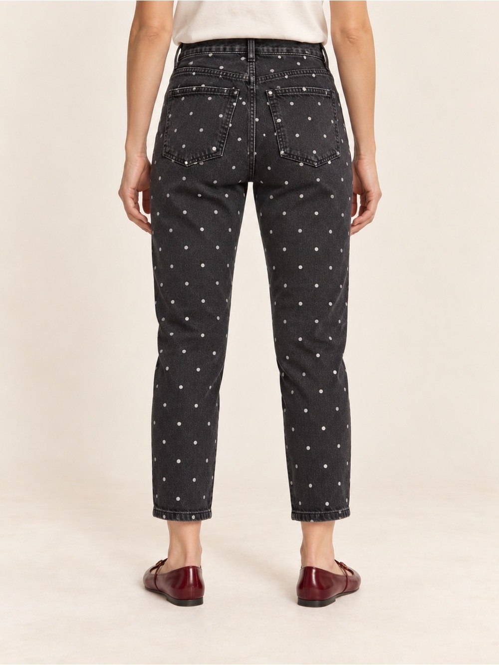 Current/Elliott Vintage Cropped Hem Black White Polka Dot Jeans Women’s Size 32 - Picture 2 of 10